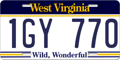 WV license plate 1GY770