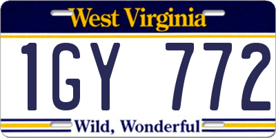 WV license plate 1GY772
