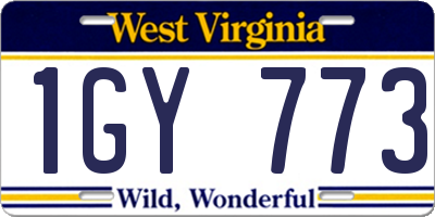WV license plate 1GY773