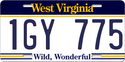 WV license plate 1GY775