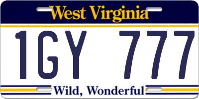 WV license plate 1GY777