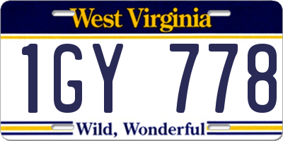 WV license plate 1GY778