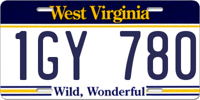 WV license plate 1GY780