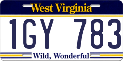 WV license plate 1GY783