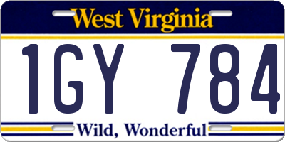 WV license plate 1GY784