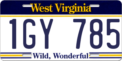 WV license plate 1GY785