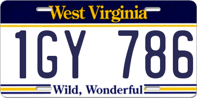 WV license plate 1GY786