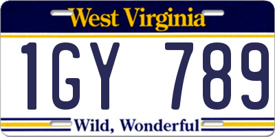 WV license plate 1GY789