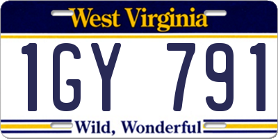 WV license plate 1GY791