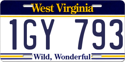 WV license plate 1GY793