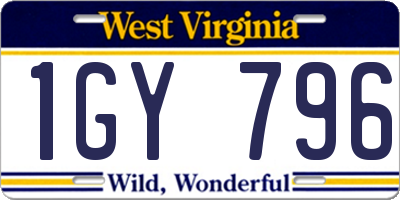 WV license plate 1GY796