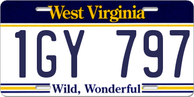 WV license plate 1GY797