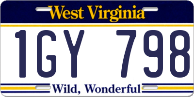 WV license plate 1GY798
