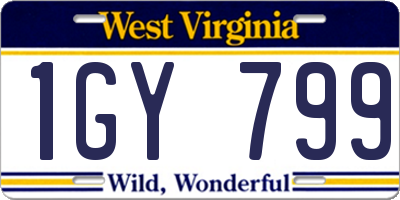 WV license plate 1GY799