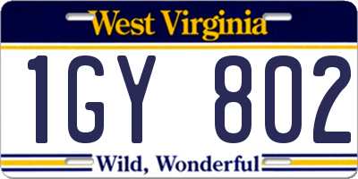 WV license plate 1GY802