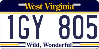 WV license plate 1GY805