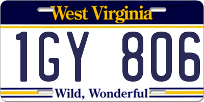 WV license plate 1GY806