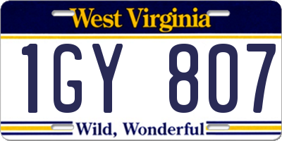 WV license plate 1GY807