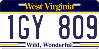 WV license plate 1GY809