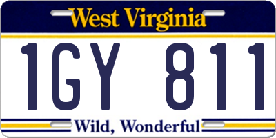 WV license plate 1GY811