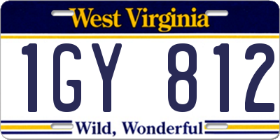 WV license plate 1GY812