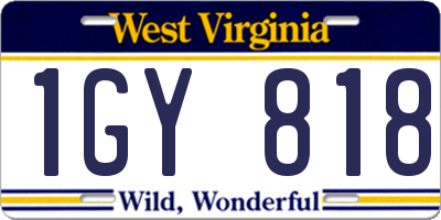 WV license plate 1GY818