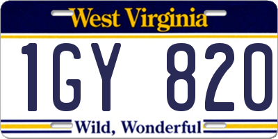 WV license plate 1GY820