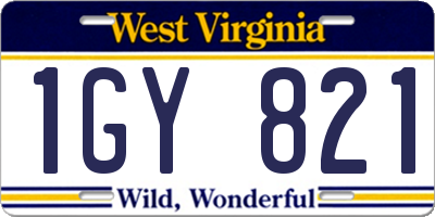 WV license plate 1GY821