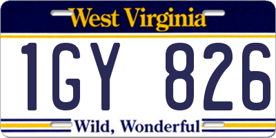 WV license plate 1GY826