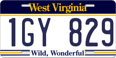 WV license plate 1GY829