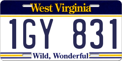 WV license plate 1GY831