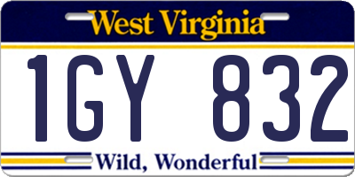 WV license plate 1GY832