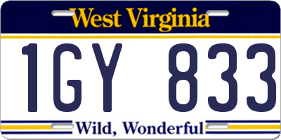 WV license plate 1GY833