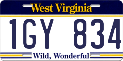WV license plate 1GY834