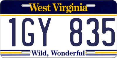 WV license plate 1GY835