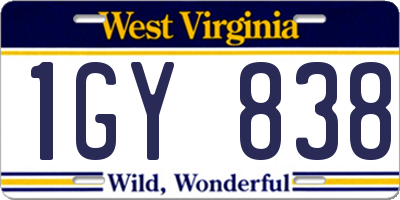 WV license plate 1GY838