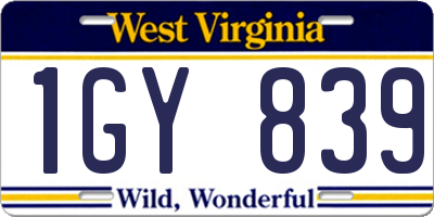WV license plate 1GY839