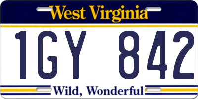 WV license plate 1GY842