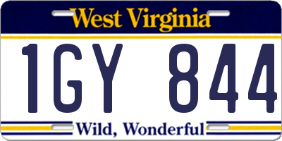 WV license plate 1GY844