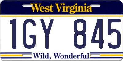 WV license plate 1GY845