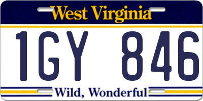 WV license plate 1GY846