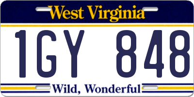 WV license plate 1GY848