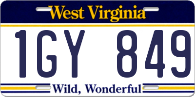 WV license plate 1GY849