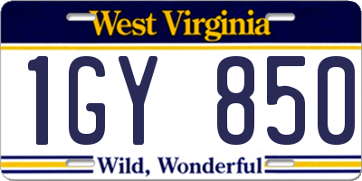 WV license plate 1GY850