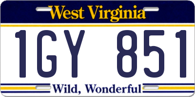 WV license plate 1GY851