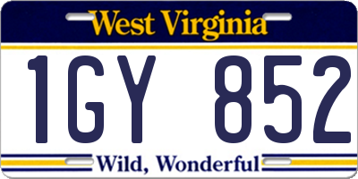 WV license plate 1GY852