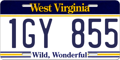 WV license plate 1GY855