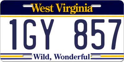 WV license plate 1GY857