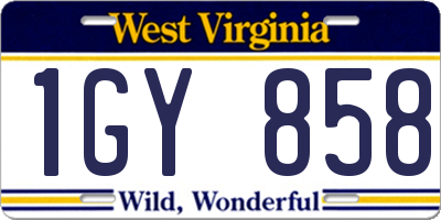 WV license plate 1GY858