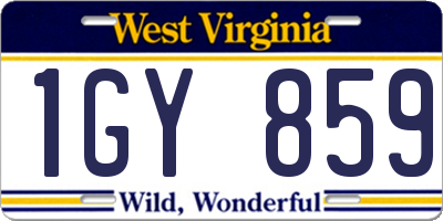 WV license plate 1GY859